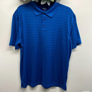 NWOT Marc Edwards Short Polo Shirt Moisture Wicking Performance Blue Plaid M